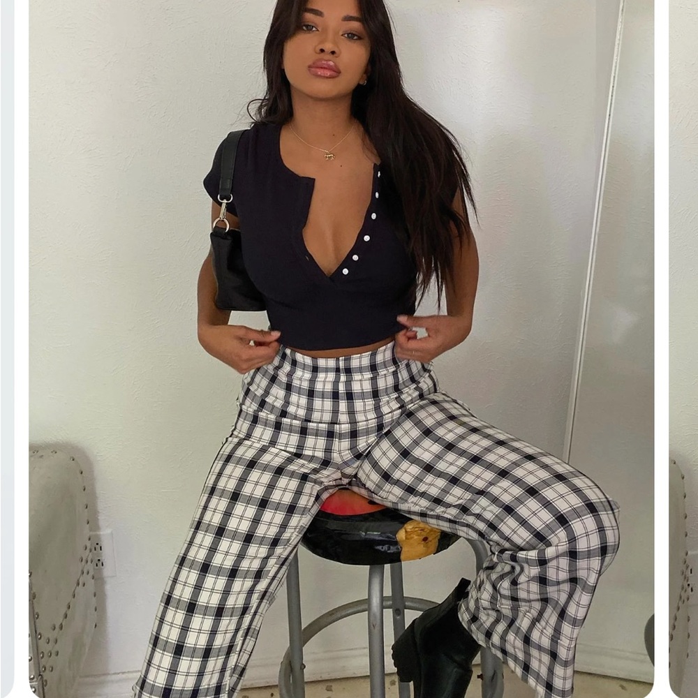 Princess Polly Plaid Straight Leg Pants